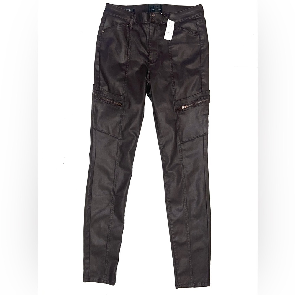 WHBM NEW Faux Leather High Rise Zip Pocket Skinny Pants Sz 6